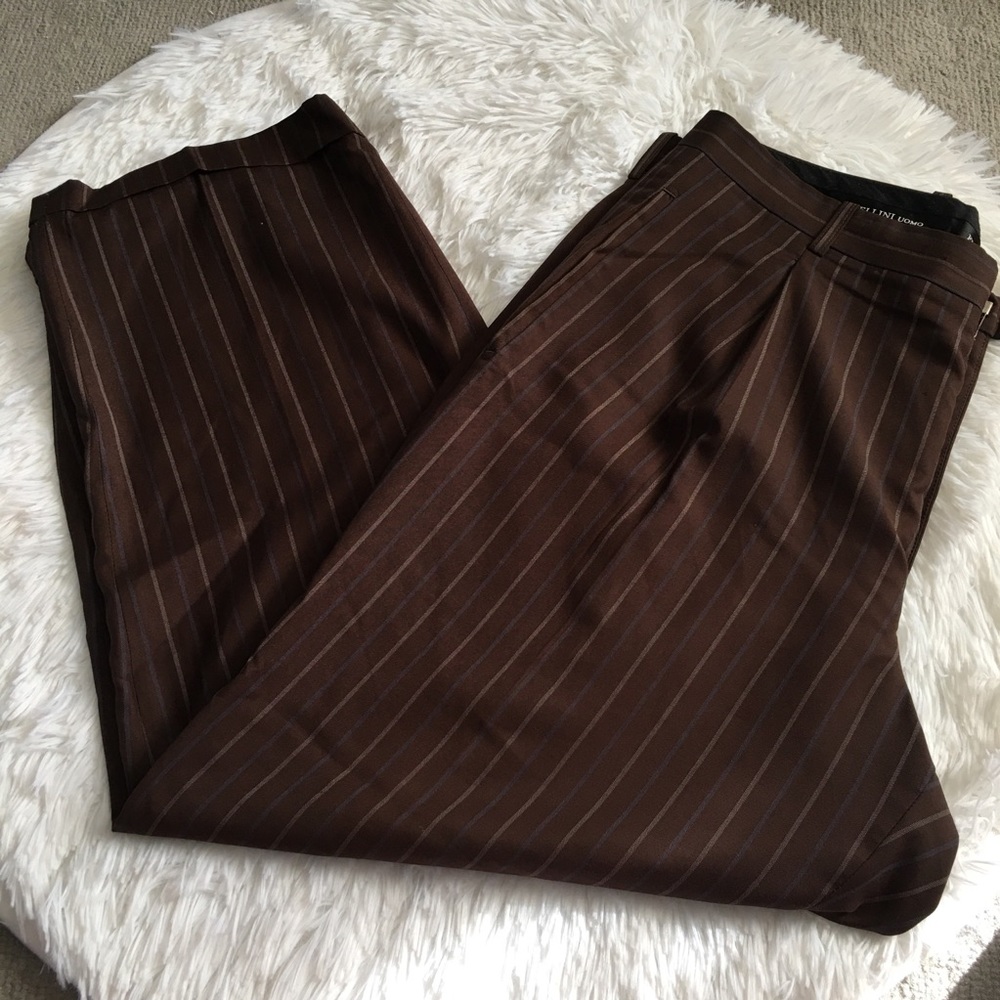 Fellini Uomo 36S Brown Striped Pants
